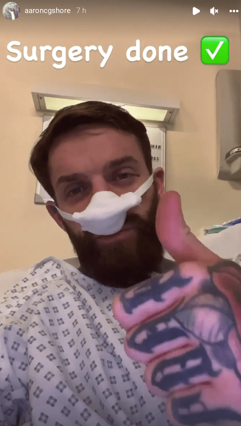 Aaron Chalmers has had emergency surgery on his nose