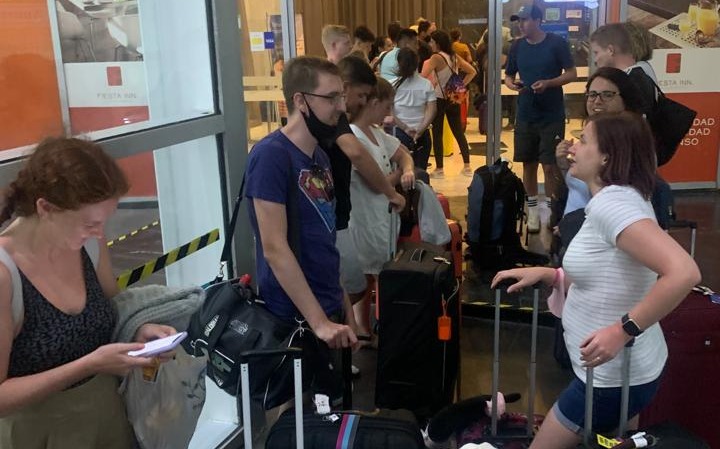 Up to 200 Brits were stranded at Cancun International Airport on Tuesday