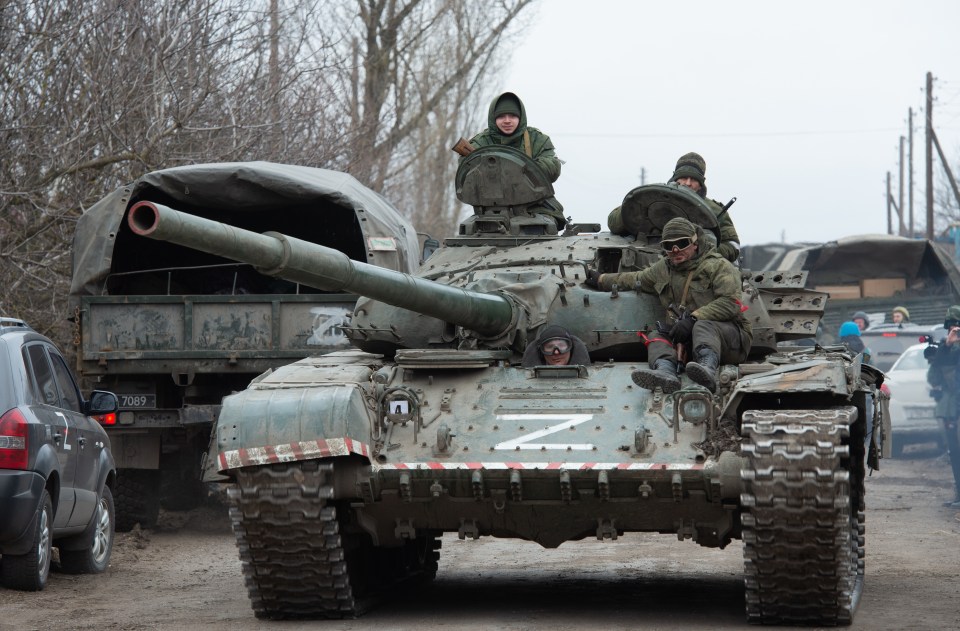 A tank emblazoned with the famous 'Z' symbol in the Donetsk region