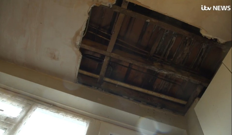 Her ceiling collapsed in August 2019 and nothing has been fixed since