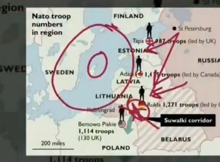 At the end of his presentation, the three states and a Swedish island are under Russian control