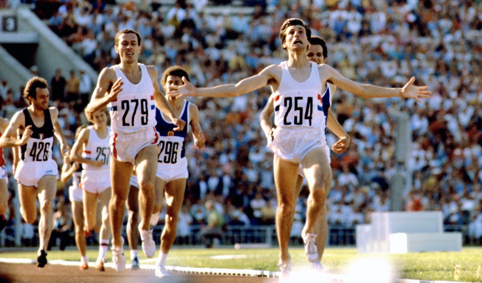 Sebastian Coe celebrates Olympic gold at the Moscow Olympics in 1980