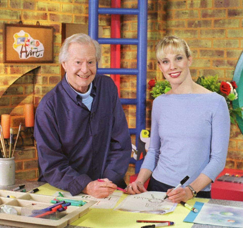 Kirsten with children's TV art legend Tony Hart on Smart Hart