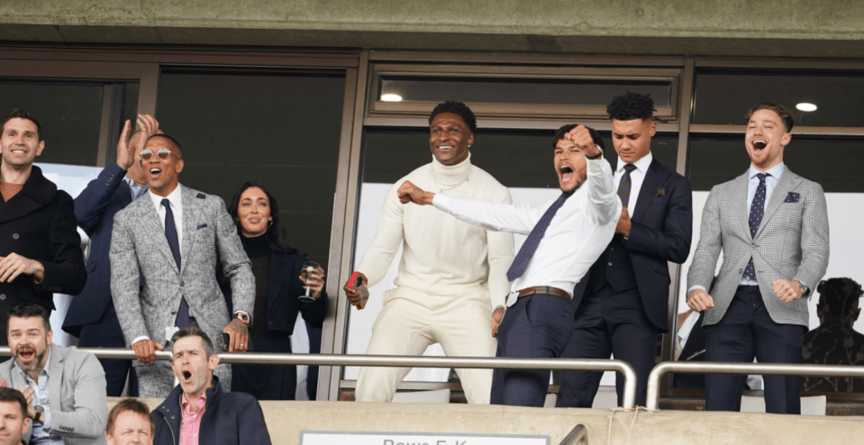 Aston Villa players were spotted enjoying the Cheltenham Festival