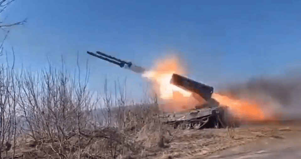 The footage shows the killer weapon firing dozens of rockets