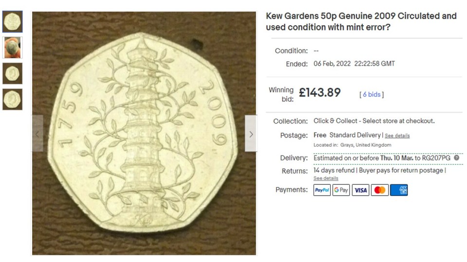 The rare coin sold for almost £144 on eBay