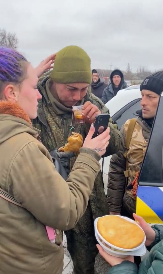 Local Ukrainians welcomed the frightened trooper with food and a hot drink