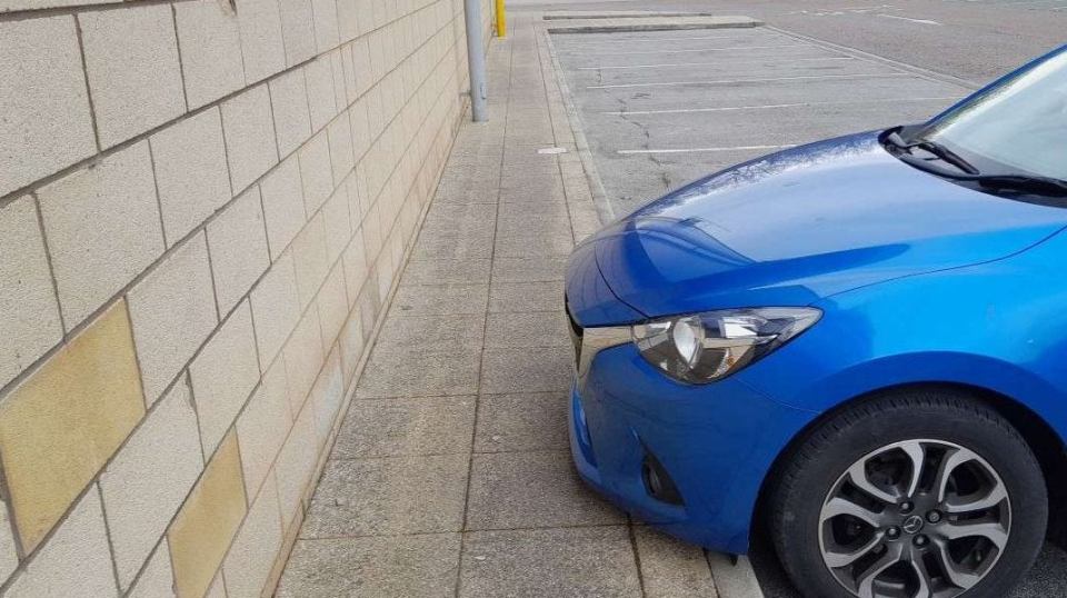 A Reddit user left his bumper overhanding a footpath