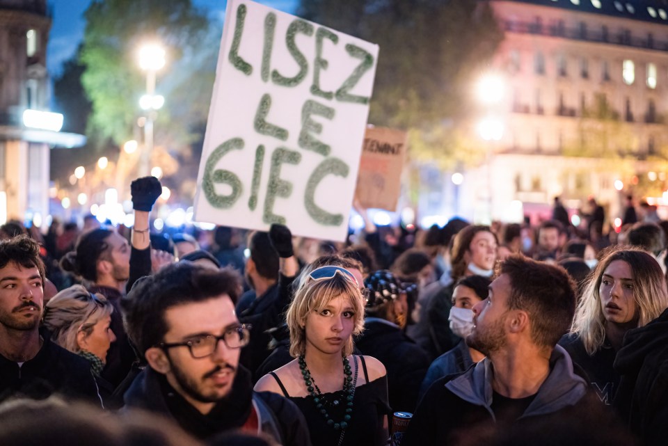 Young protesters participated in a demonstration after the exit poll was released