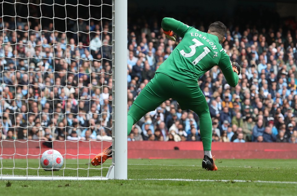 Ederson almost had an embarrassing moment as he allowed the ball to roll to the goal line