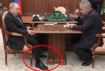 The isolated autocrat was constantly tapping his foot and was slouched during a meeting with his defence minister