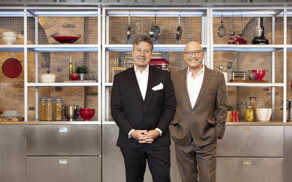 John Torode and Gregg Walace pose for the promotional shots of Masterchef 2022