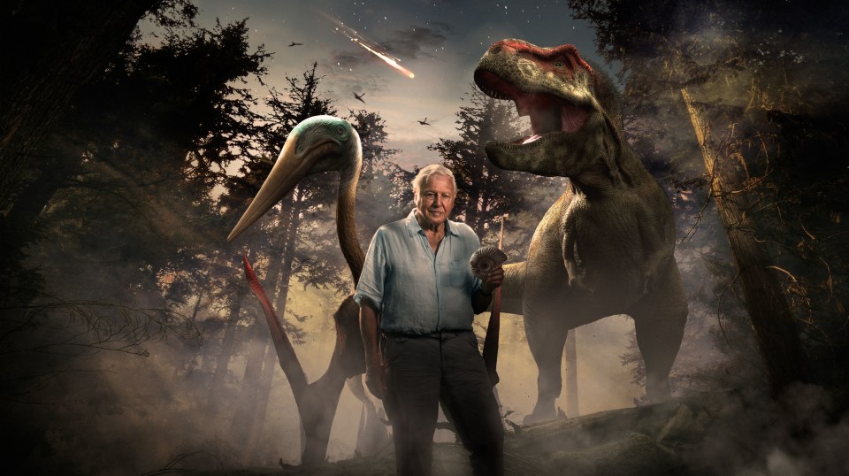 In the show, Sir David Attenborough comes face to face with a gentler version of the dreaded T-Rex