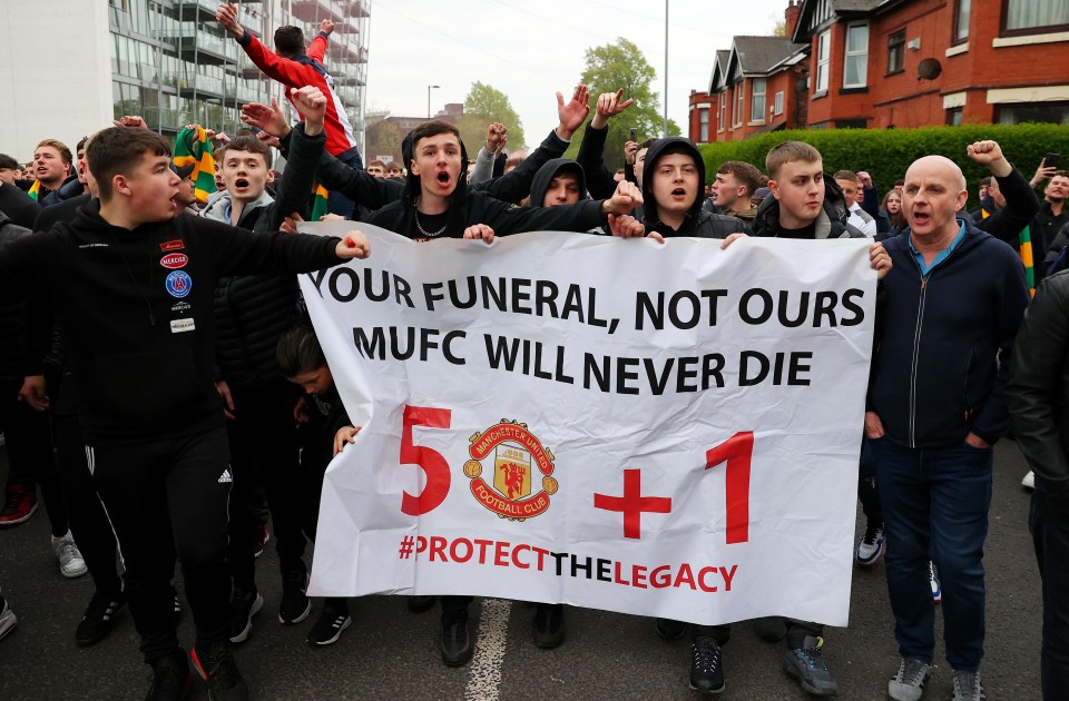 Thousands of Man Utd fans gathered out Old Trafford before the Chelsea clash