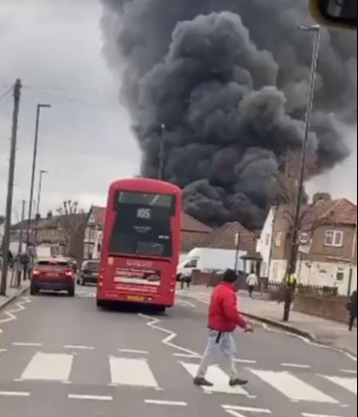 Plumes of smoke billowed into the sky