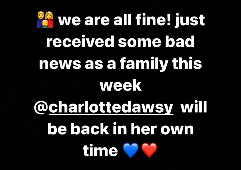 Matt told fans that Charlotte would be back