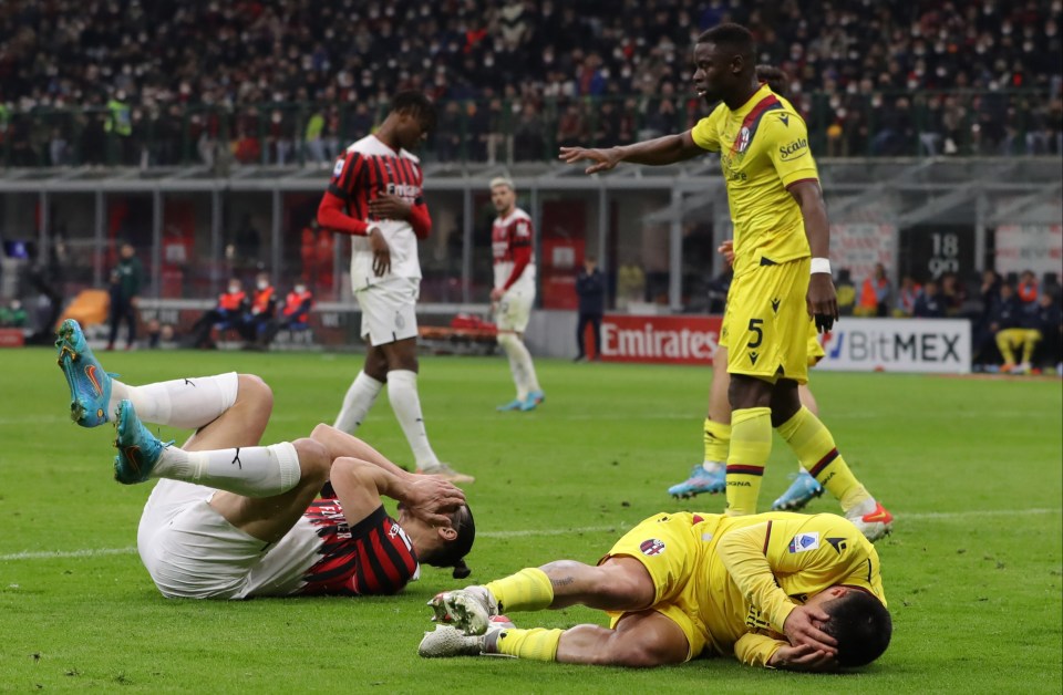 Both men collapsed to the pitch in agony