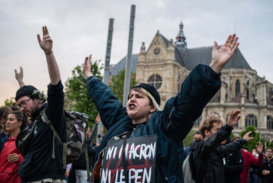 Protestsers had marched throughout the day in opposition to both candidates