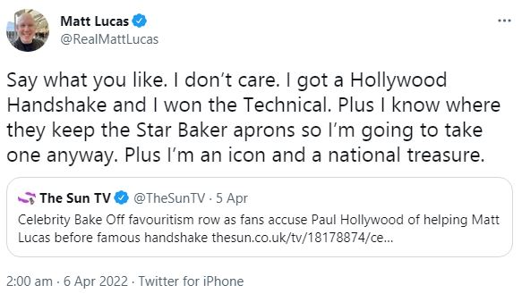 “I’m an icon and a national treasure” – Matt Lucas put the claims on blast with confidence on Twitter