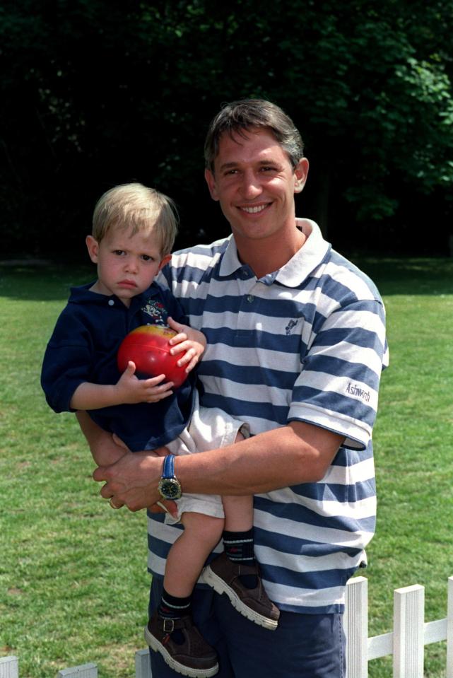 Gary Lineker with son George after his life was threatened by leukaemia as a baby