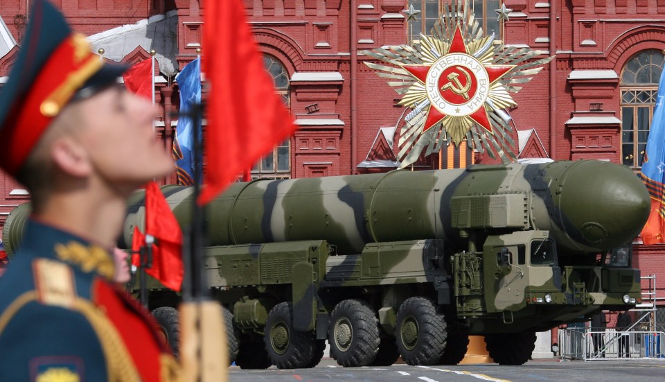 A Russian Topol-M ICBM launcher at a Victory Day Parade in Moscow’s Red Square