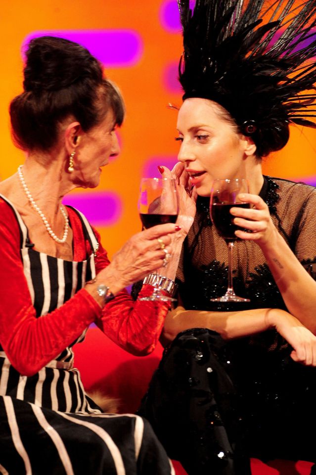 June Brown and Lady Gaga during filming for the Graham Norton Show in 2019