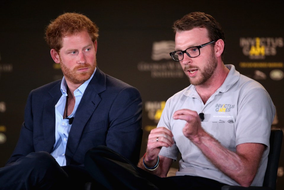 Prince Harry and Royal Marine veteran JJ Chalmers at Invictus Games Orlando 2016