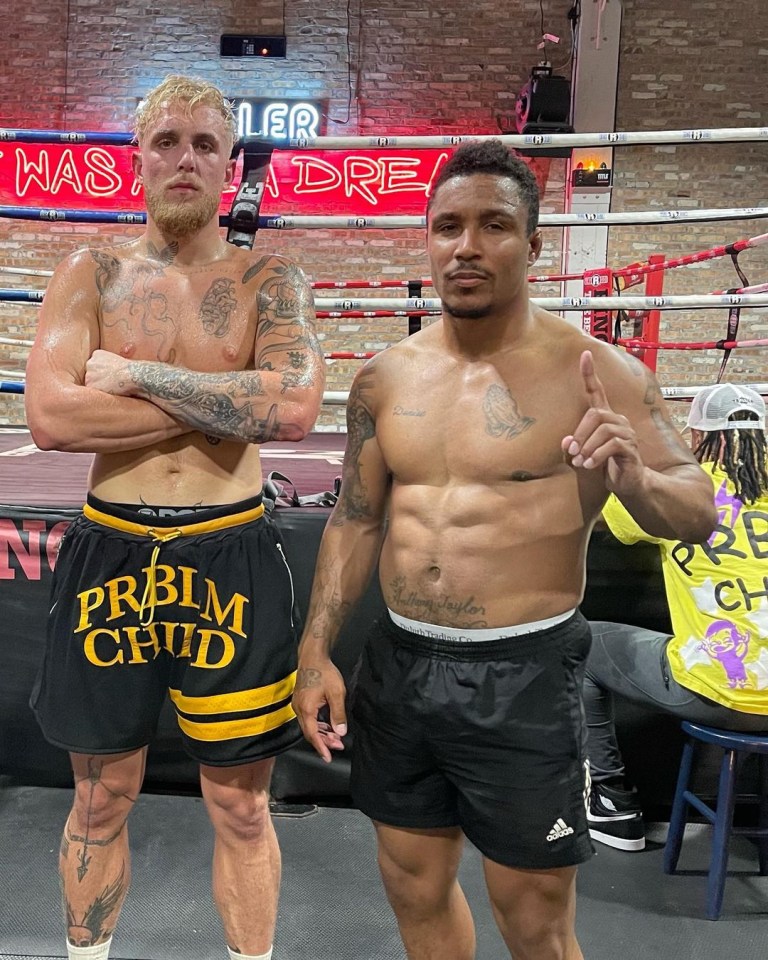 Jake Paul pictured with sparring partner Anthony Taylor