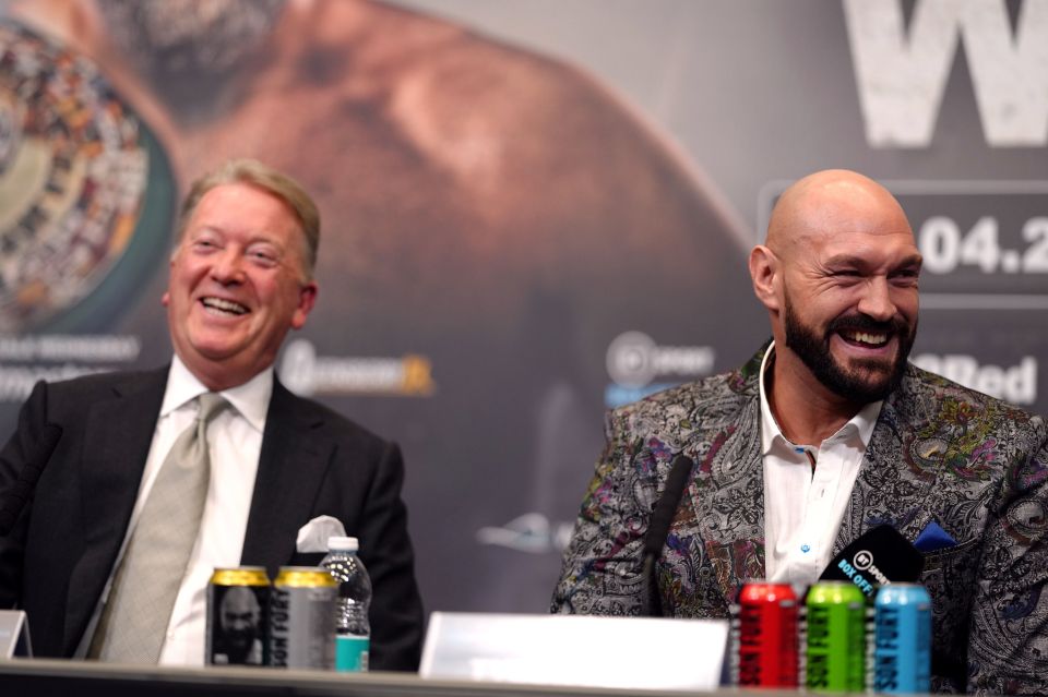 Promoter Frank Warren and Tyson Fury during a press conference