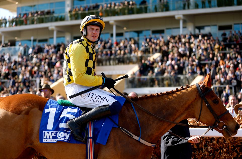 Jockey Paul Townend on State Man after winning during day four of the Cheltenham Festival 2022