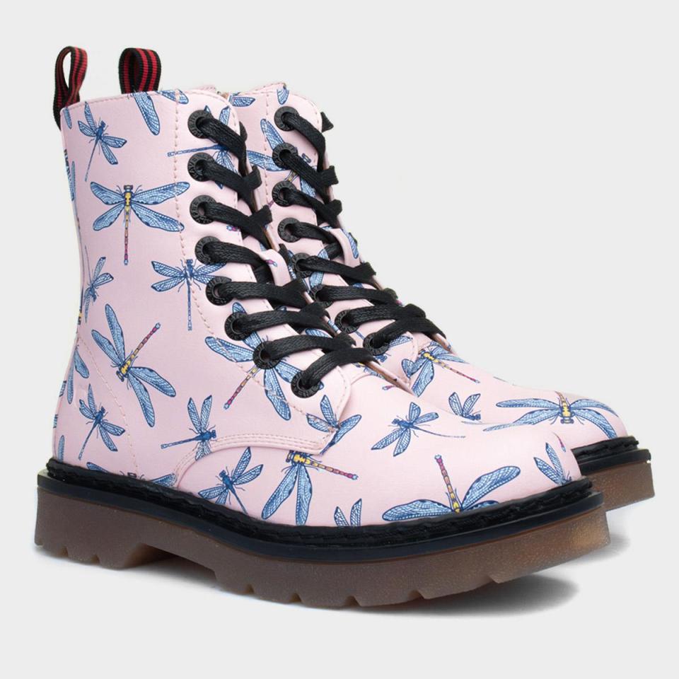 Save £4.96 on these Heavenly Feet Justina pink dragonfly boots from Shoe Zone