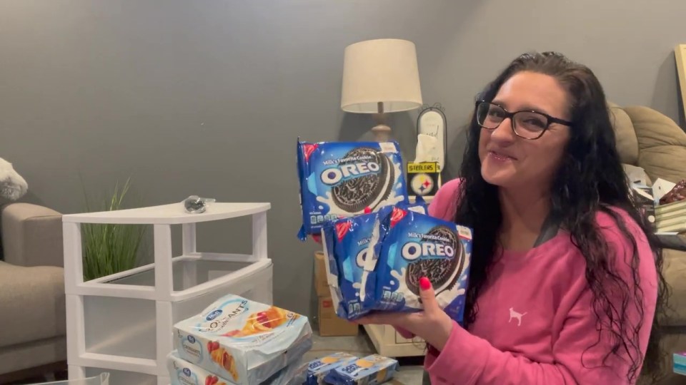 The mum also found lots of food goodies, including Oreos, croissants and biscuits