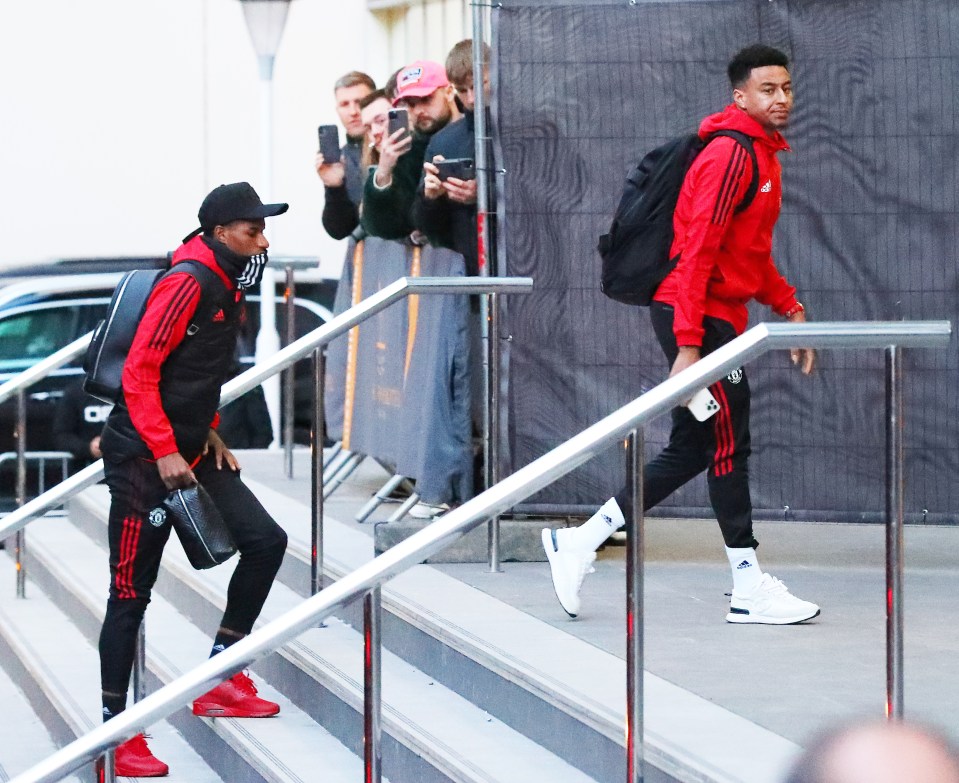 Marcus Rashford and Jesse Lingard arrived at The Lowry together