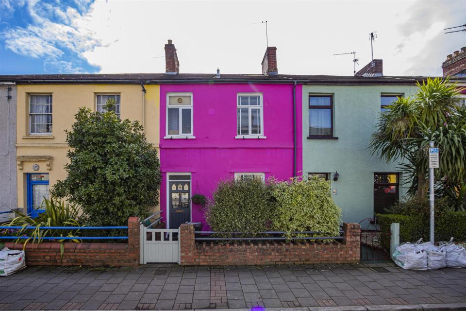 The stunning property's exterior is in hot pink colour