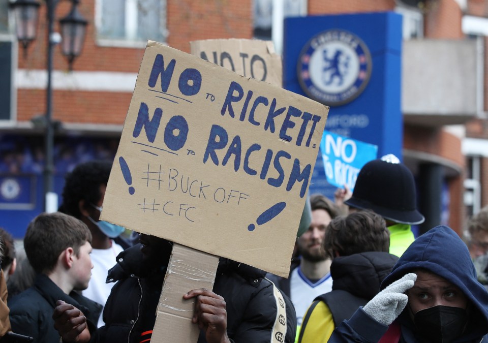 Blues supporters gathered outside the ground ahead of the Brentford game