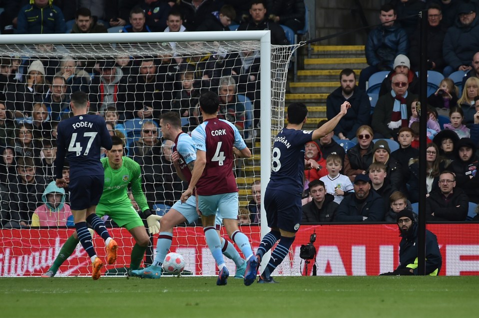 Ilkay Gundogan trundles an effort home on 25 minutes