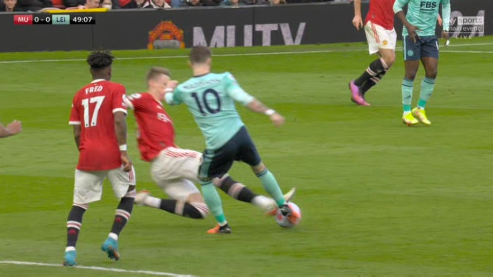 Scott McTominay was lucky not to be sent off for a foul on Maddison