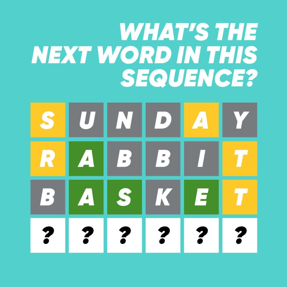 Can you work out the final word in this sequence? Scroll down for the answer