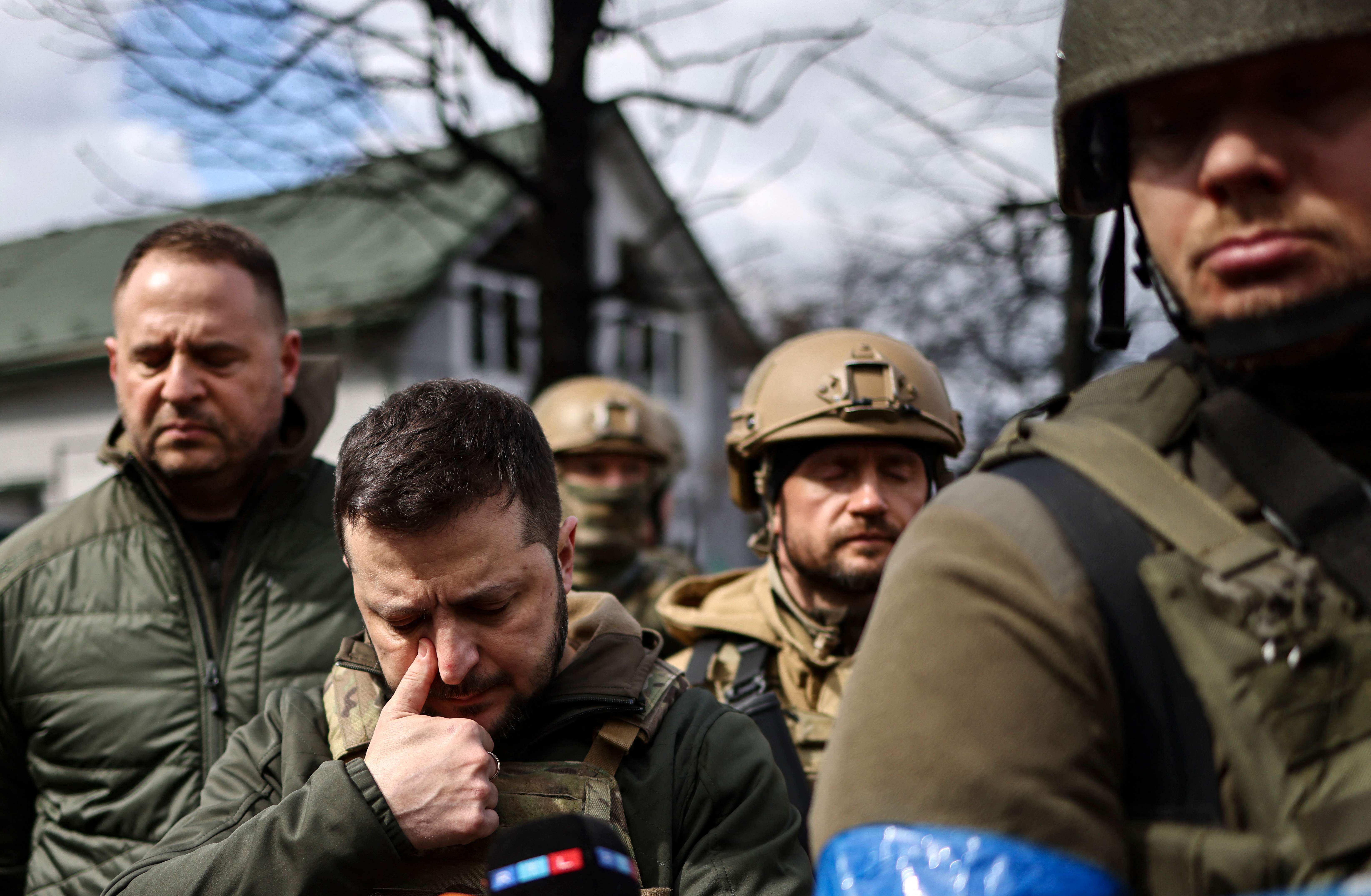 President Zelensky was seen visibly upset after visiting the city and seeing the devastation