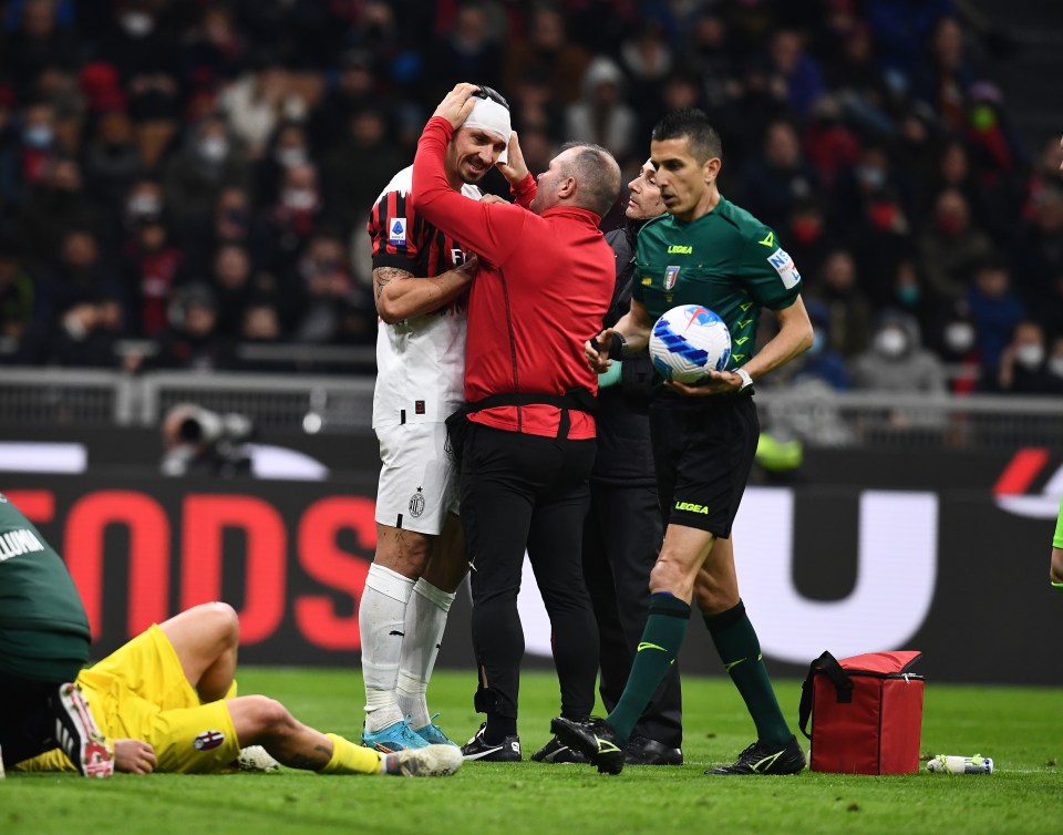 Ibrahimovic was treated on the pitch and wore a bandage for the remainder of the game