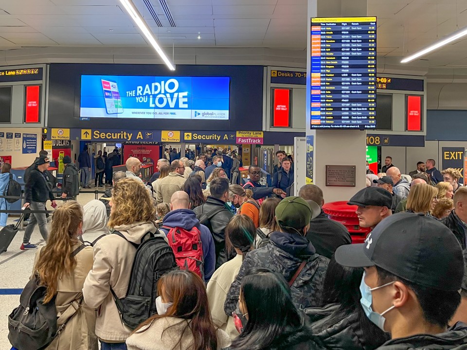 Passengers in Manchester have been forced to wait in long queues