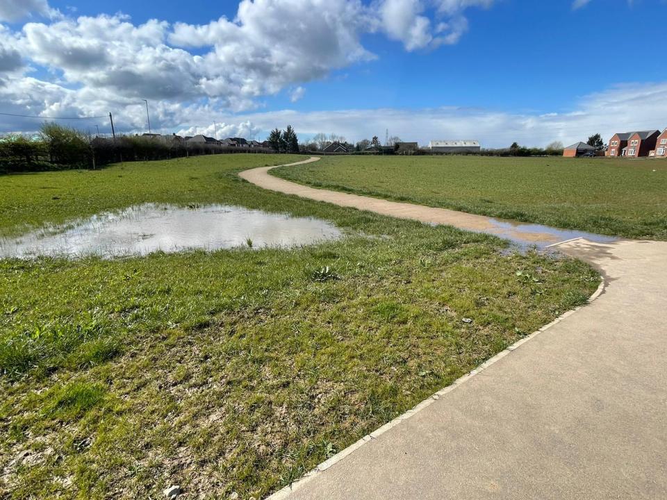 Stephanie claims flooding on land outside leaves big puddles when it rains