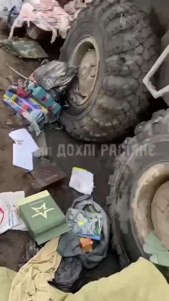 The stolen goods were found next to the abandoned Russian vehicle