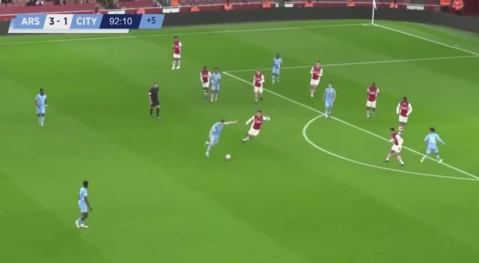 Liam Delap, 19, scored a stunning strike for Man City's youngsters against Arsenal