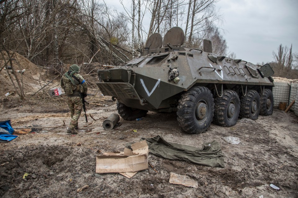 An abandoned Russian armoured vehicle