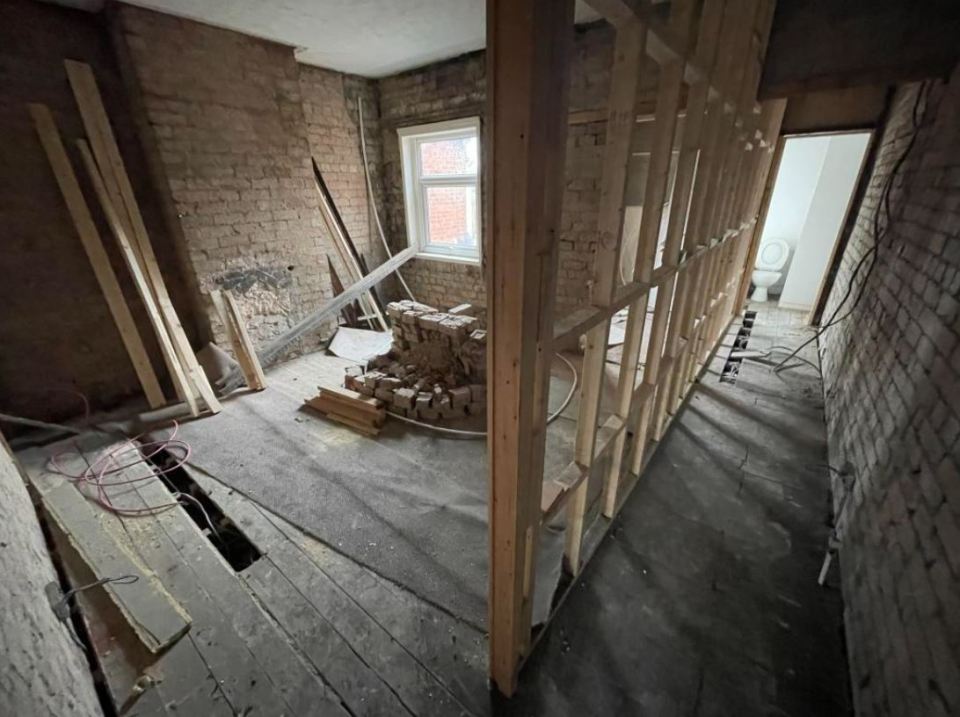 Some rooms have half-finished building works and broken floorboards