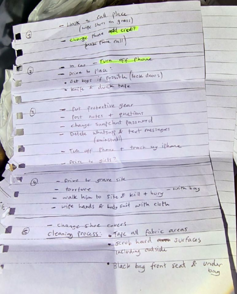 The to-do list prepared by George as part of her plot