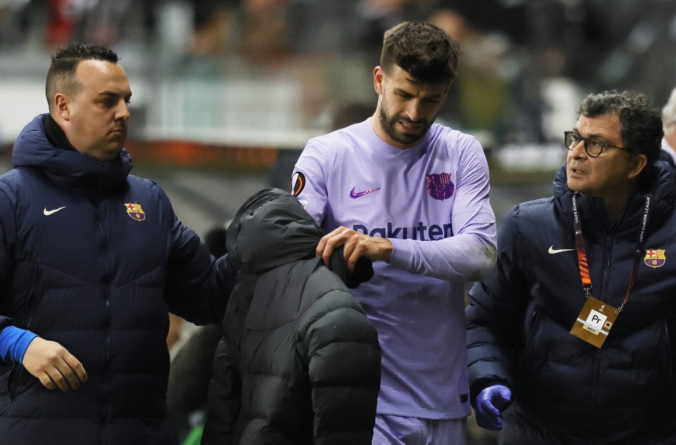 Gerard Pique was forced off early with injury