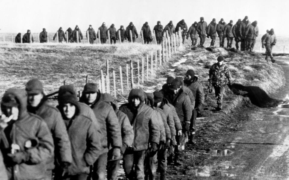 Argentine prisoners with British troops