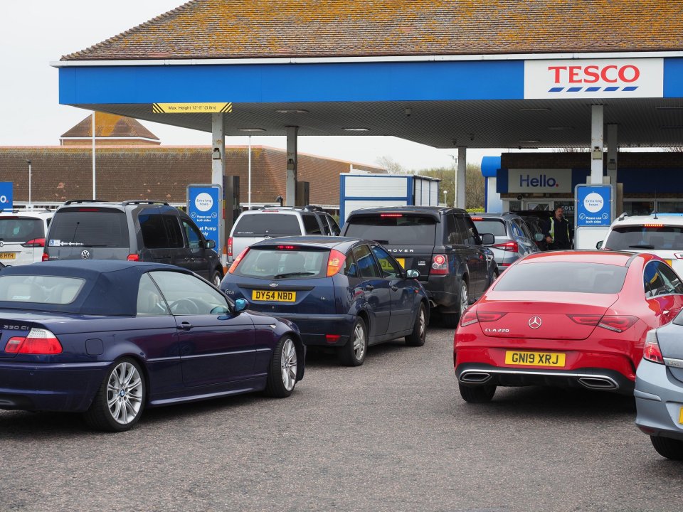 Huge queues were seen to form at a Tesco petrol station this morning in Sheerness after a delivery